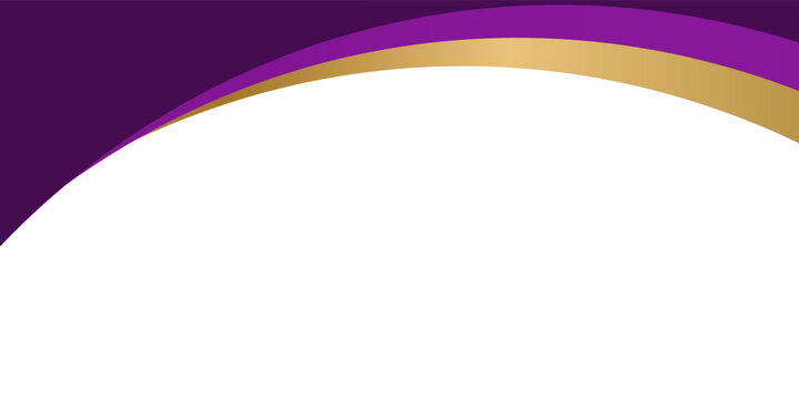 Modern luxury abstract banner featuring flowing purple shapes with gold accent borde
