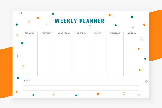 modern weekly event planner template for office desk or wall