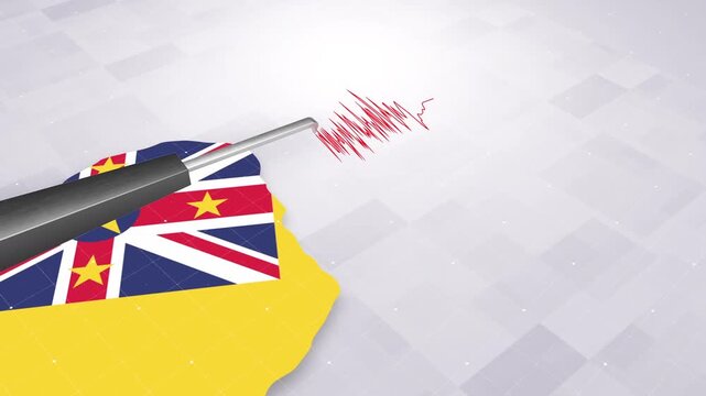 Niue Earthquake Concept With Seismograph And Map