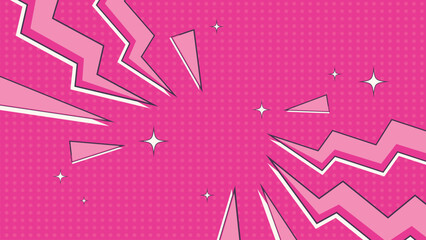Pink comic pop art background with dynamic radial burst, lightning bolt accents, and retro halftone style. © Trivic