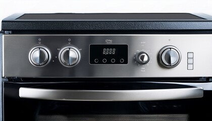 Obraz premium A Close Up Of The Black And Silver Control Knobs Of A Modern Electric Oven