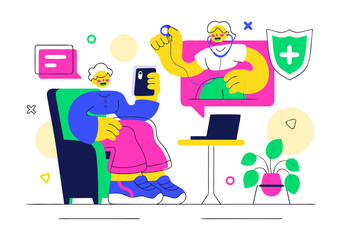 Telehealth Consultation Vector Illustration Vector