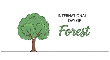 International Day of Forest Celebration with Green Tree Illustration