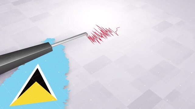 Saint Lucia Earthquake Concept With Seismograph And Map