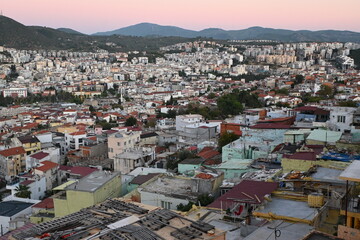 Sunset Panoramic View of Kusadasi Hilltop and Aegean Coast , Kusadasi, Turkey