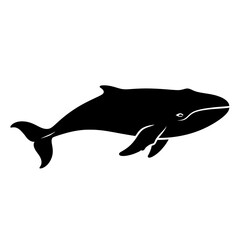 Fototapeta premium Black silhouette of a whale swimming.