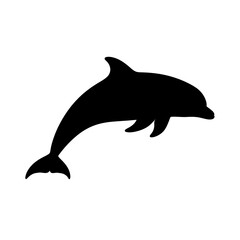Fototapeta premium Black silhouette of a dolphin swimming.