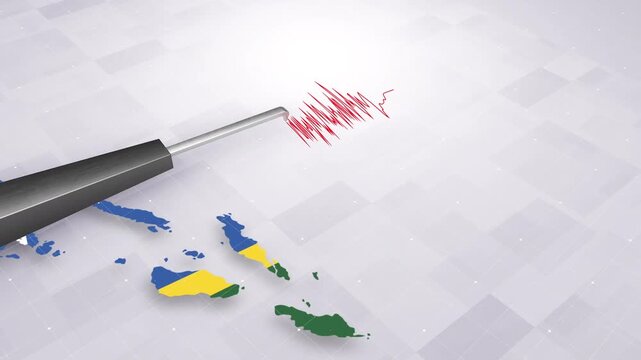 Solomon Islands Earthquake Concept With Seismograph And Map