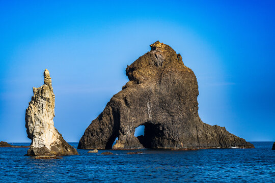 Dokdo Island Landscape with Majestic Rock Formations in the East Sea of Korea