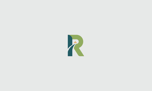 Abstract logo design featuring the letter r with a leaf element