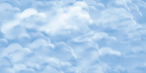 Fototapeta premium Blue sky with fluffy white clouds on a sunny day