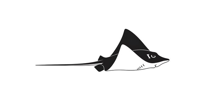 Black stingray swimming in ocean water.