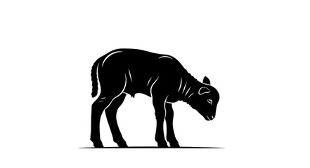 Black Silhouette of Rhinoceros Head Down. © ARFI