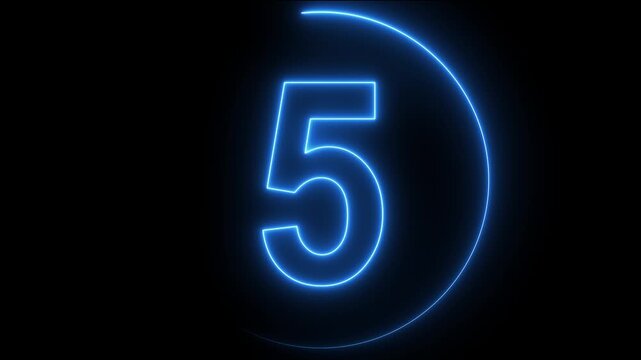10 second countdown timer animation with neon number text glowing from 10 to 0 with interesting circle animation. Circle countdown timer 10 sec animation Graphics transparent background. 4k video