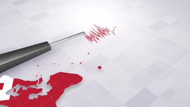 Tonga Earthquake Concept With Seismograph And Map
