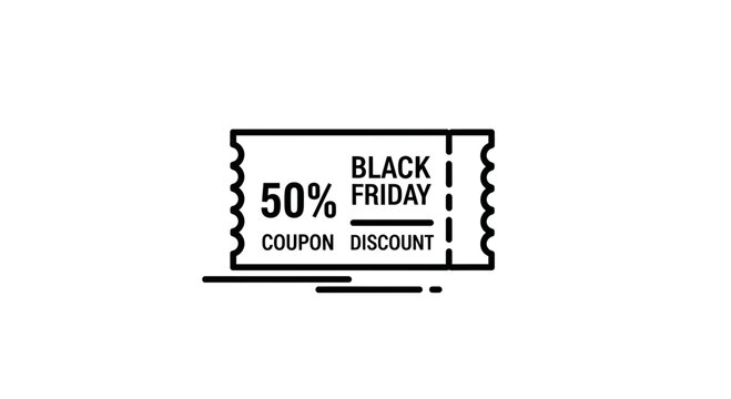 Black Friday 50% Off Coupon Discount Ticket Icon