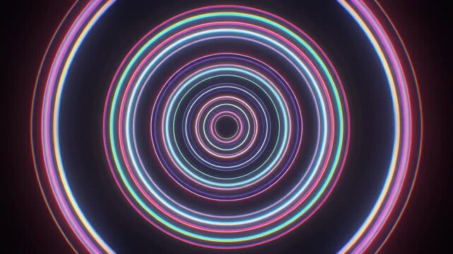 Futuristic looping multi layer energy rings forming concentric holographic patterns glowing softly seamless surreal ambience cascading softly abstract cinematic loop