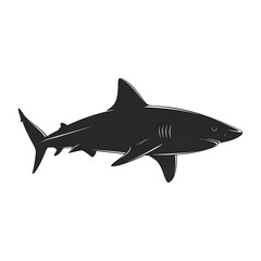 Obraz premium Black silhouette of a shark swimming.