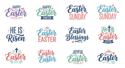 Happy Easter Hand Lettering Collection - Religious and Festive Greetings © malika