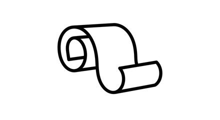 Fototapeta premium Rolled Paper Scroll Icon, Simple Line Art, Isolated on White Background