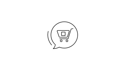 Obraz premium Shopping cart icon inside speech bubble, online shopping concept