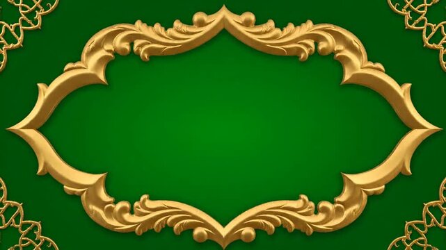 Ornate Gold Frame on Green Background.