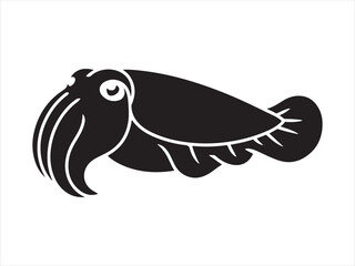 Fototapeta premium A striking black squid silhouette illustration. Squid silhouette flat illustration