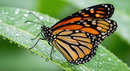 Obraz premium monarch butterfly on leaf