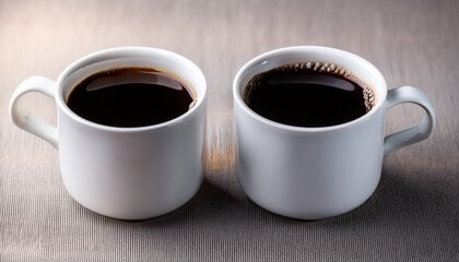 Two White Coffee Mugs Filled With Black Coffee