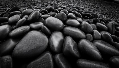 Obraz premium Abstract Black Rocks Pile Monochrome Stone Texture