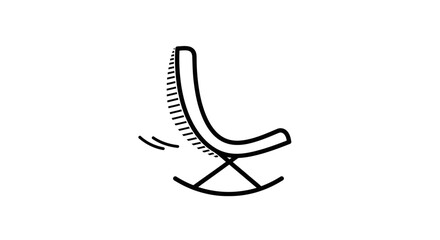 Modern Rocking Chair Icon, Minimalist Design, Isolated on White Background