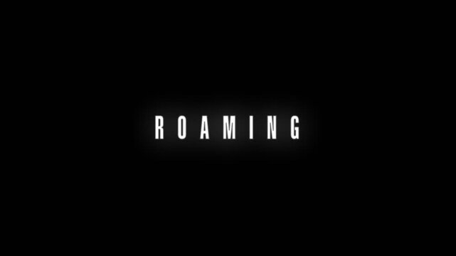 Clean and simple ROAMING text animation on a dark background, ideal for mobile network and global connectivity projects.