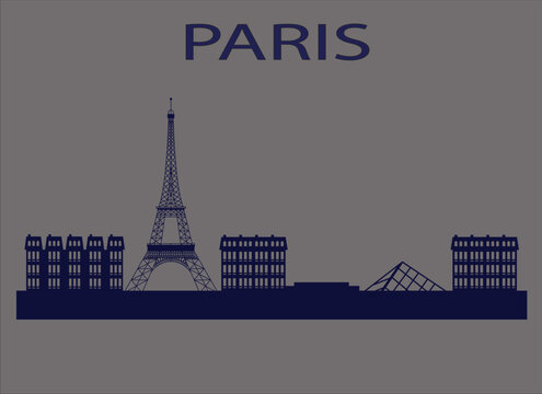 Paris skyline silhouette Eiffel Tower and Louvre py