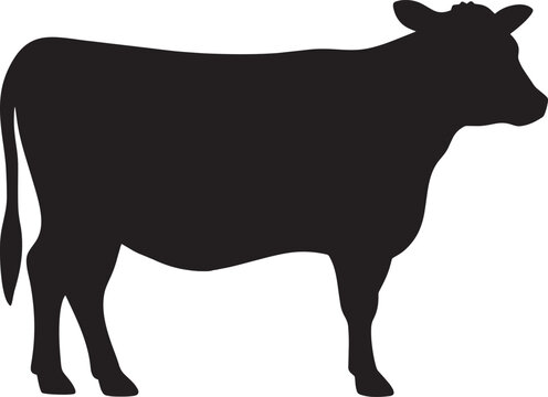 "Cow Silhouette Vector &ndash; Black Cattle Outline for Farm Logo, Art, and Design Projects"