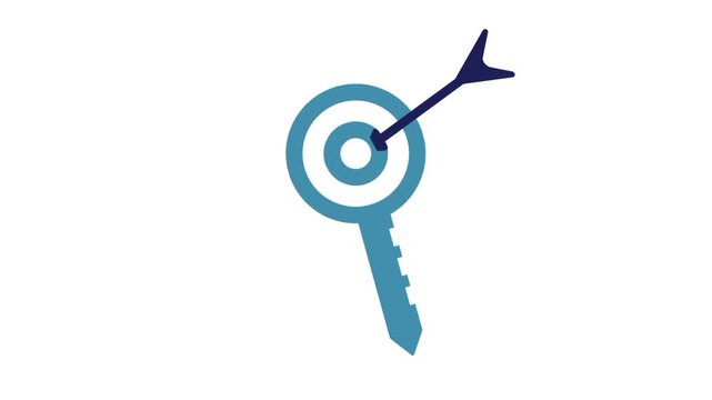 Target keyword concept with arrow hitting key symbol. Idea of search focus, digital marketing strategy, and business optimization illustration.