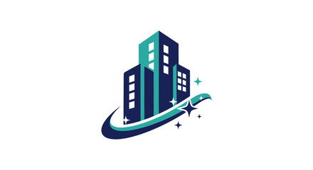 Obraz premium Modern Building Icon with Sparkling Effect.