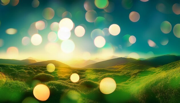 Soft Focus Pastel Yellow Green Fisheye Bokeh Low Light Hazy Vibrant