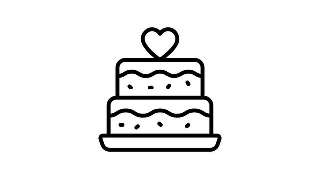 A outline style animated icon of delicious mothers day cake