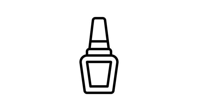 A trendy outline animated icon of nail paint bottle