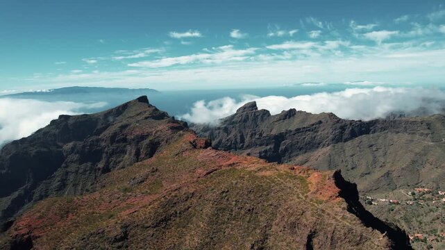 Aerial of Mirador de Masca Gorge in Canary Islands