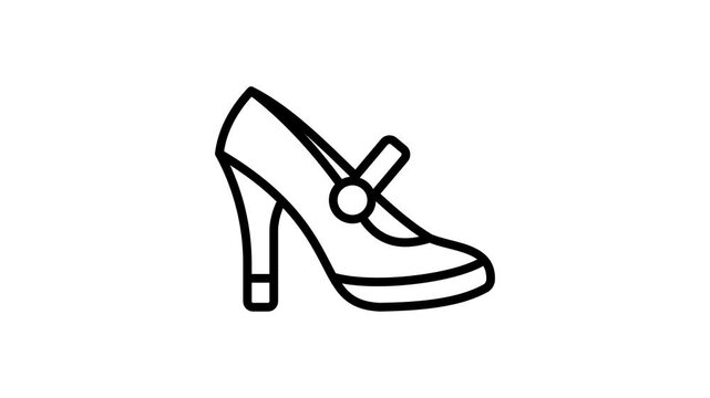 Stylish outline animated icon showing single heel shoe