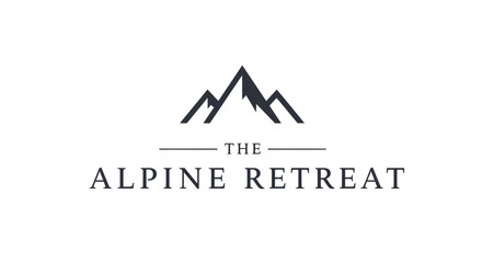 Fototapeta premium The Alpine Retreat Logo with Mountain Peak Illustration.