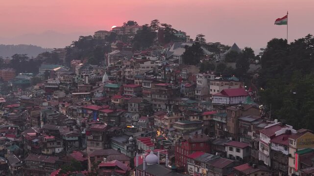 Aerial Drone Shot of Shimla City in 4K | Himalayan Hill Station Landscape