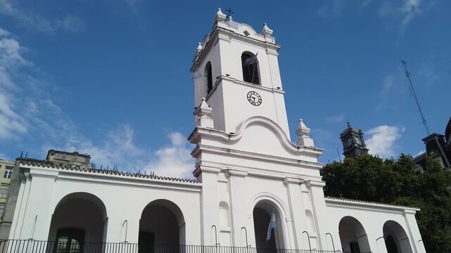 cabildo establishing skyline of historic buenos aires city architecture argentina tourism, clock tower, vintage buildings