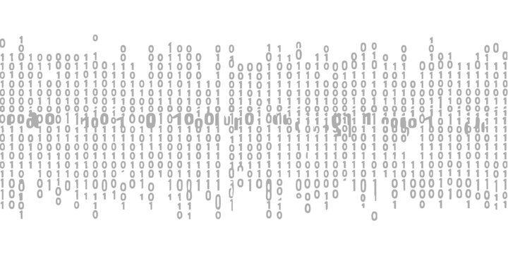 Abstract binary code stream representing digital data flow and computer programming minimalist black and white vector illustration background
