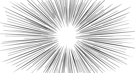 Fototapeta premium Black and white abstract radial burst background with lines radiating from center creating dynamic visual effect