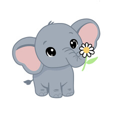 Obraz premium hand drawing of an elephant with a flower in its trunk