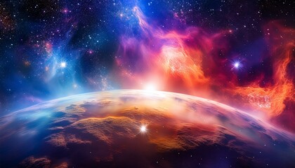 Fototapeta premium Colorful Space Nebula With Sparkling Stars