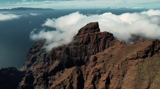 Aerial of Mirador de Masca Valley Gorge in Canary Islands