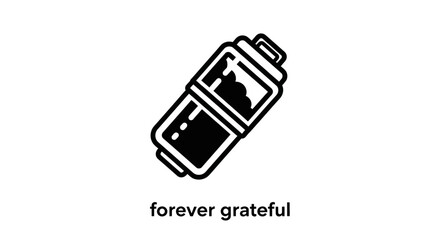 Forever Grateful Text with Battery Icon Illustration